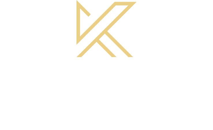 Gold geometric logo on white background