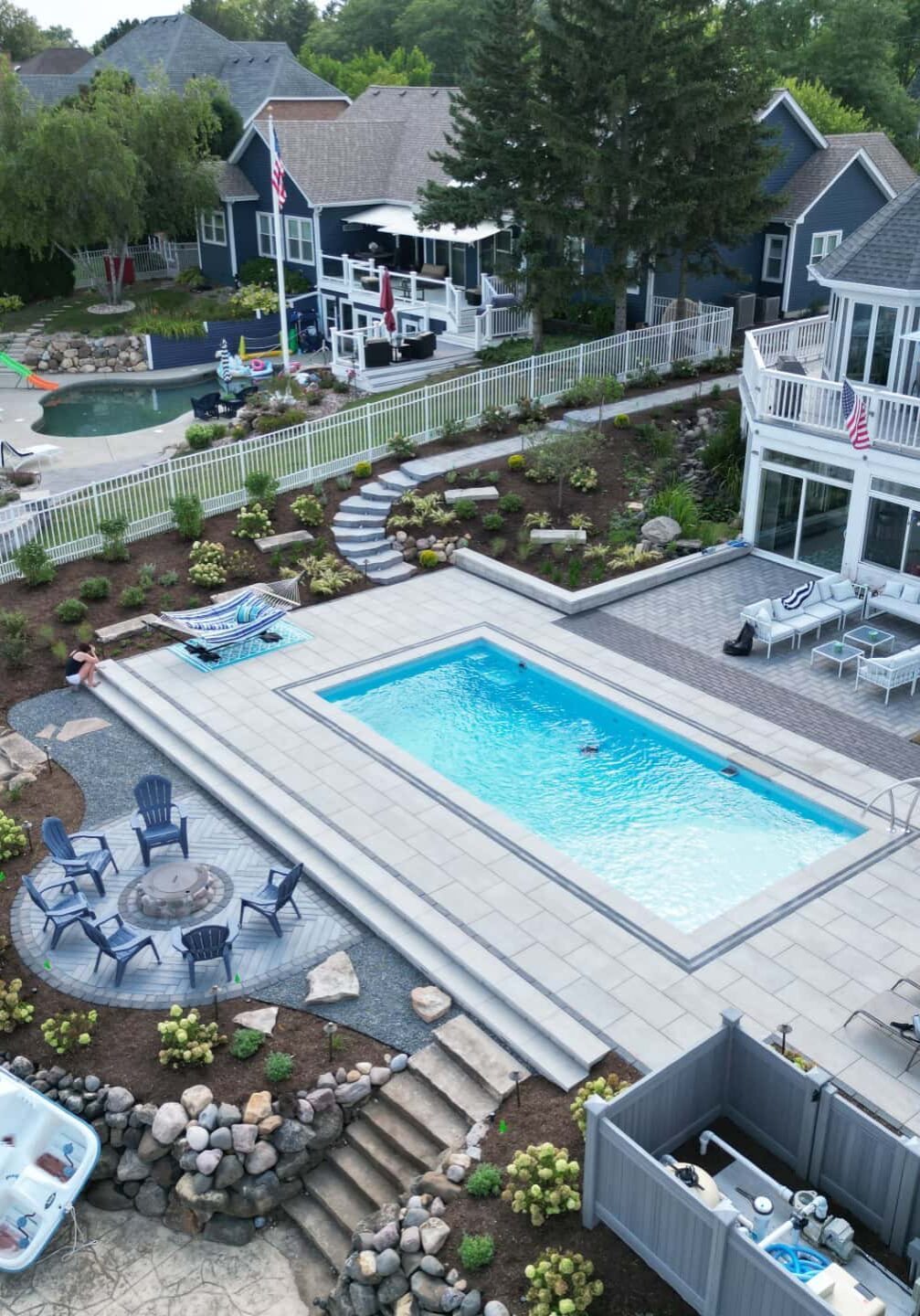Luxury lakeside home with pool and patio