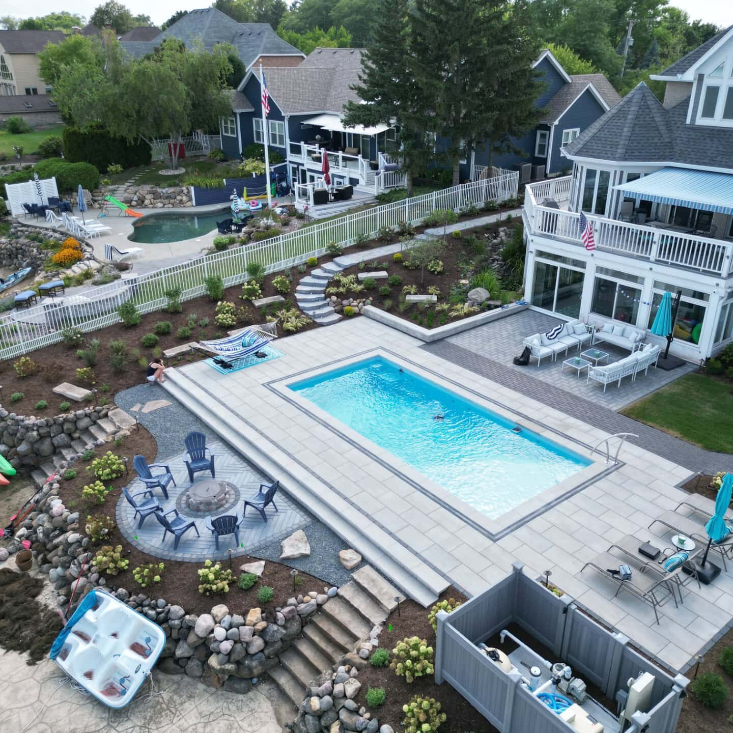 Luxury lakeside home with pool and patio