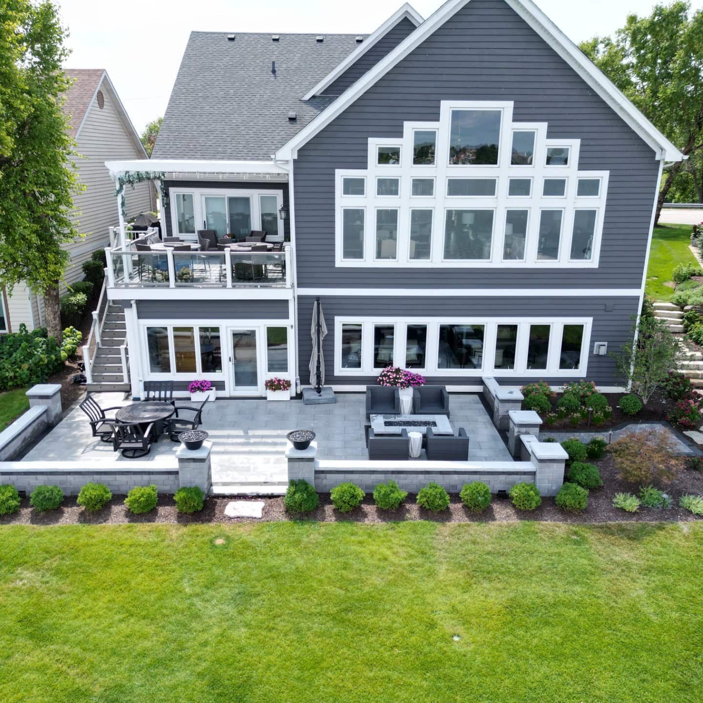 Modern house with spacious backyard patio.